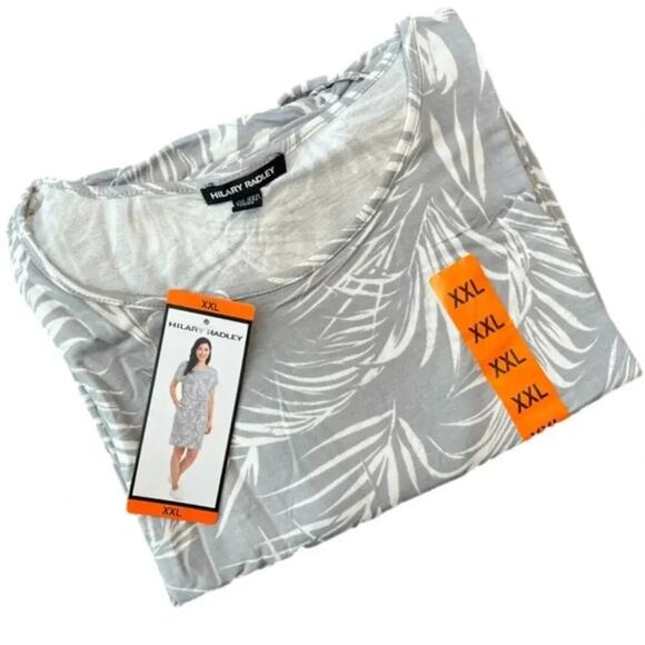 Hilary Radley Women's Short Sleeve Dress Gray White Size XXL NWT! - Picture 3 of 5